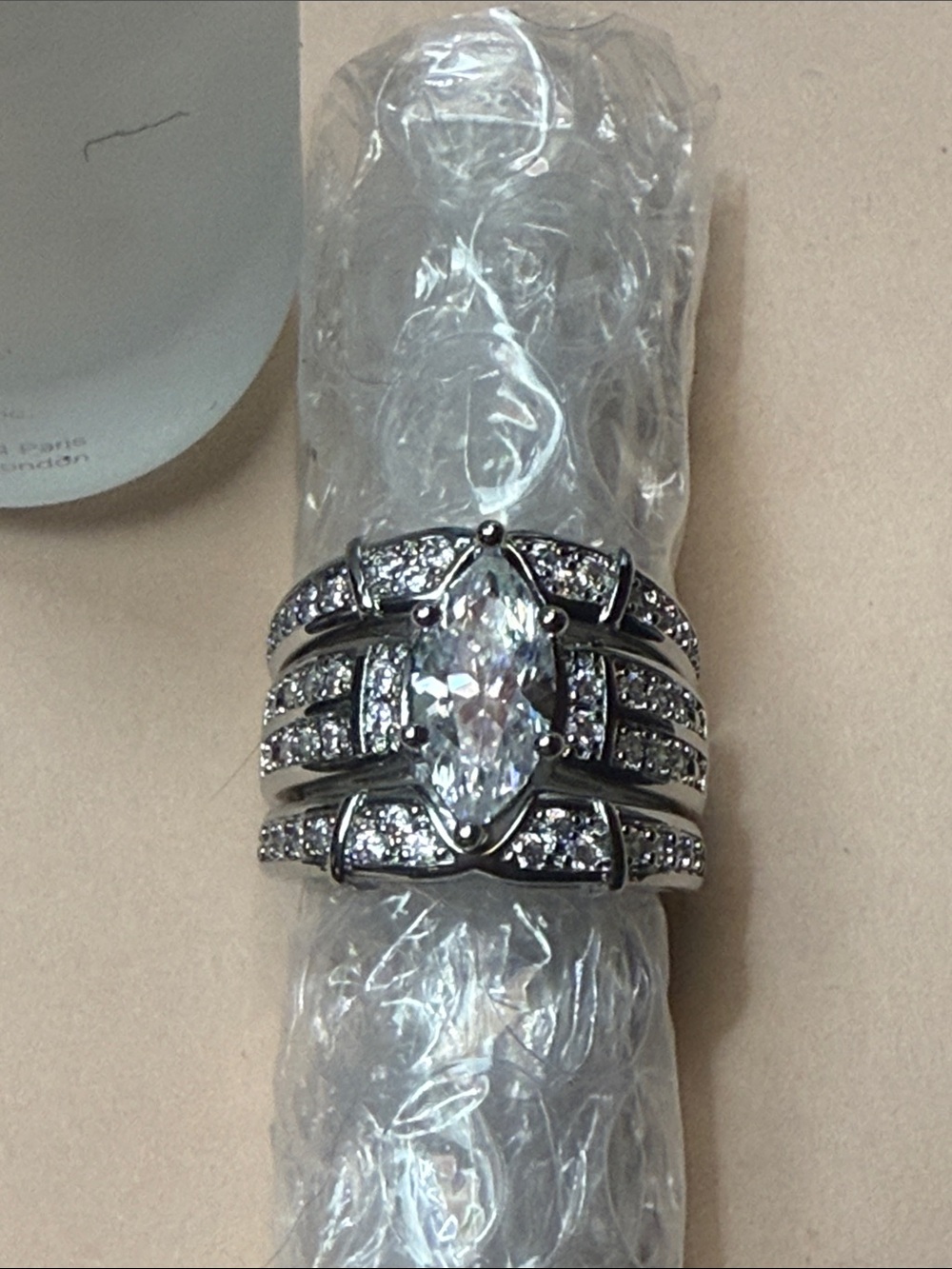 GRA CERTIFIED MOISSANITE DIAMOND Marquise 4CT Bridal Ring baked in Silver - Picture 9 of 16